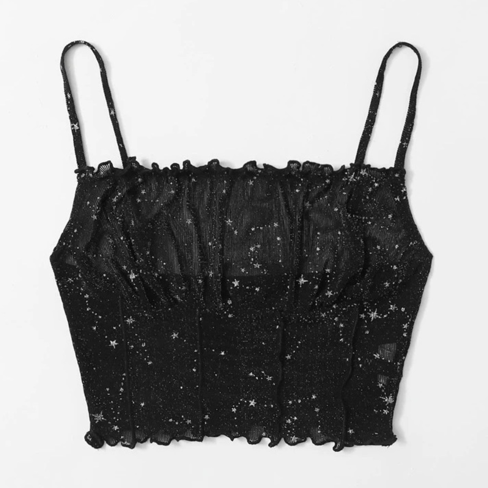 3/$10 Black Smocked Embellished Crop Camisole